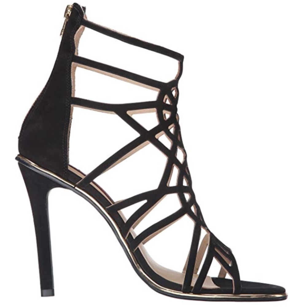 NIB Genuine Leather Caged Cut Out High Heel Sandal - Picture 6 of 7